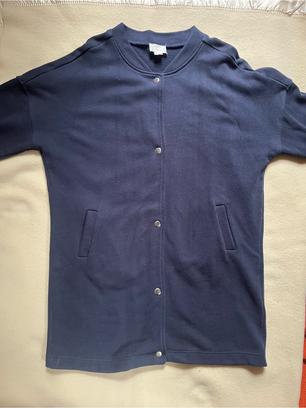 Women’s Navy Button-Front Sweatshirt Jacket, Size XS